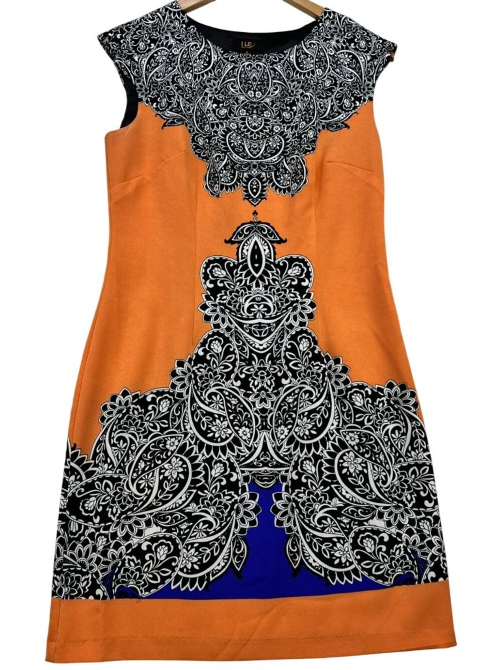 ILE New York Womens Sleeveless Straight Dress Size 8 Orange Multi Paisley Floral